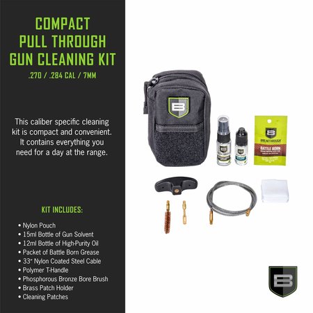 Breakthrough Clean Technologies Compact Pull Through COP Gun Cleaning Kit, .27, .284 Caliber & 7mm, Multi-Color BT-COP-270/284/7R-BLK